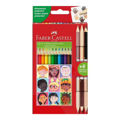 Picture of FABER CASTELL PENCIL COLOURS X12+3 (CHILDREN OF THE WORLD)
